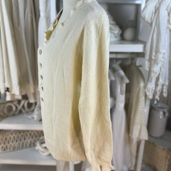 Ecowish Women’s sz. Medium cream popover sweater embellished buttons,  #4308 - Picture 2 of 8